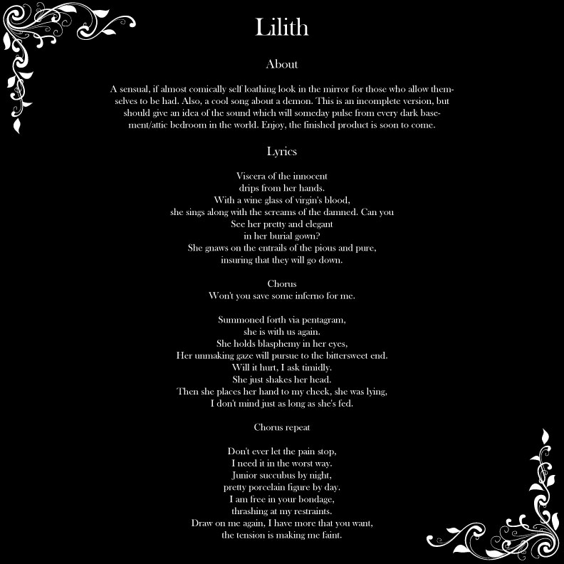 Lilith Lyric Page - Ivanov Audio